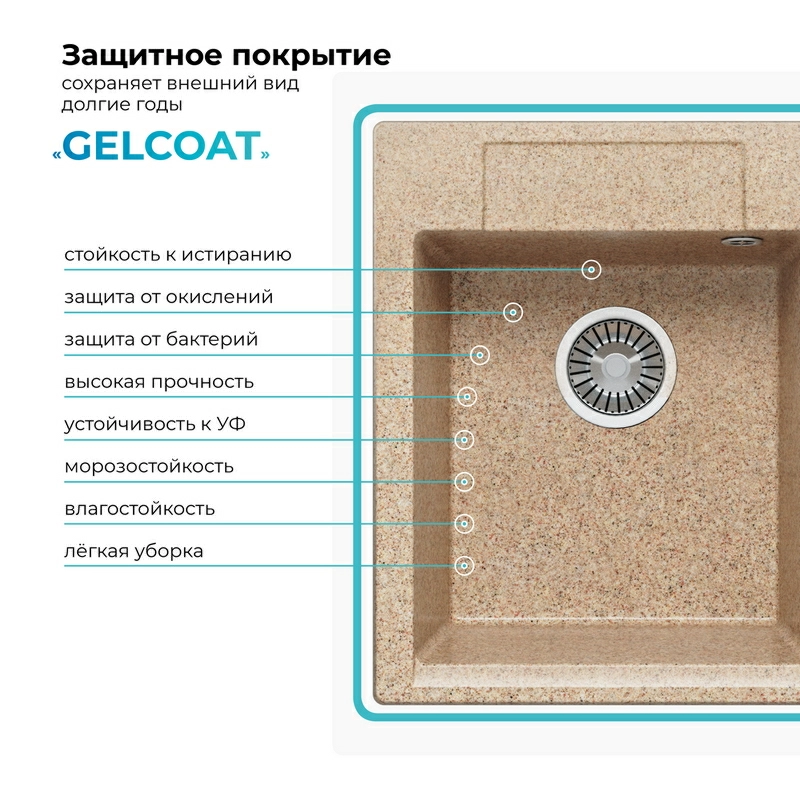 Кухонная мойка Polygran ARGO-420 Цвет Песочный