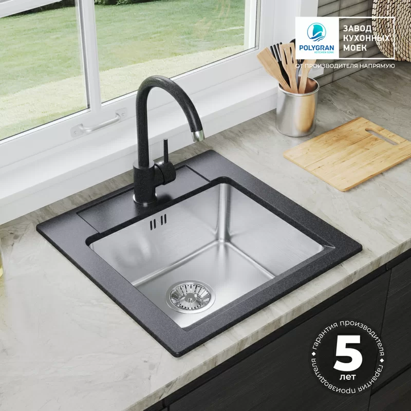 Кухонная мойка Tolero Twist TTS-500 Цвет Уголь