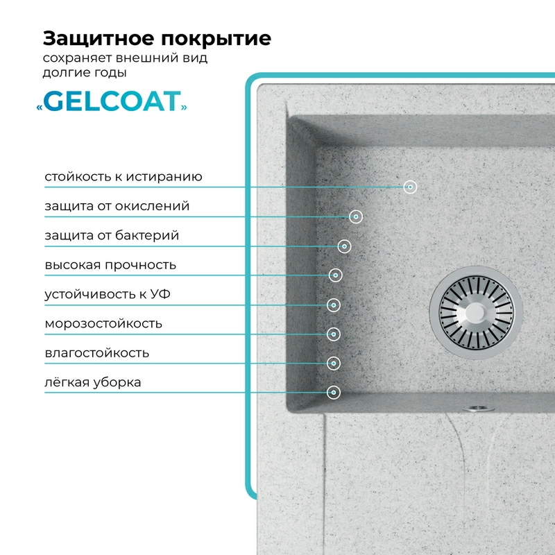 Кухонная мойка Polygran GALS-620 Цвет Светло-Серый