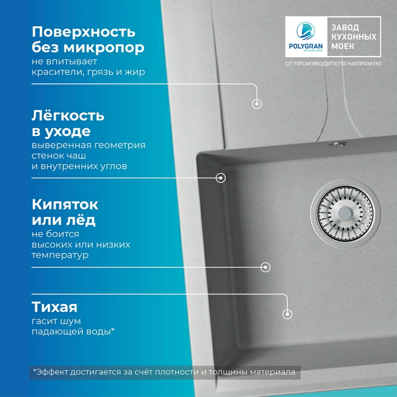 Кухонная мойка Polygran GALS-620 Цвет Серый