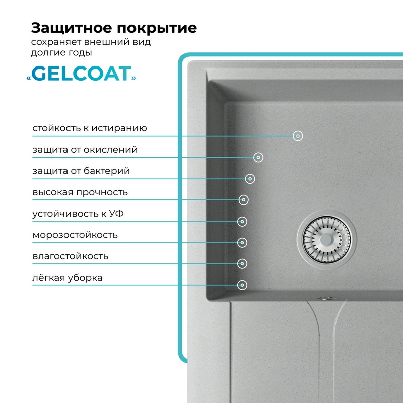 Кухонная мойка Polygran GALS-860 цвет серый