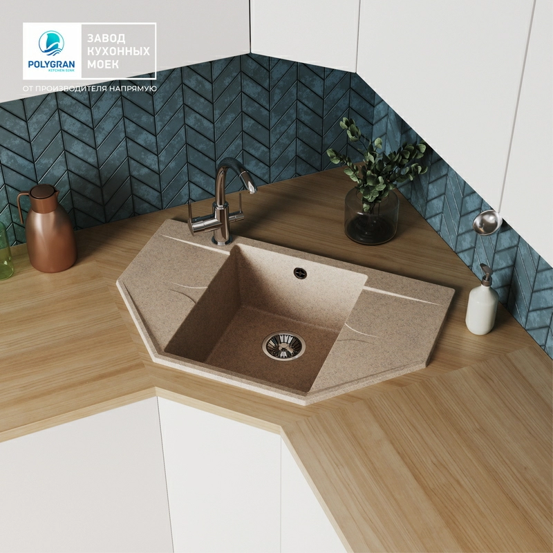 Кухонная мойка Polygran RIFF-800 Цвет Песочный