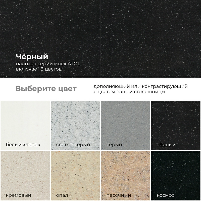 Кухонная мойка Polygran ATOL-520 Цвет Чёрный