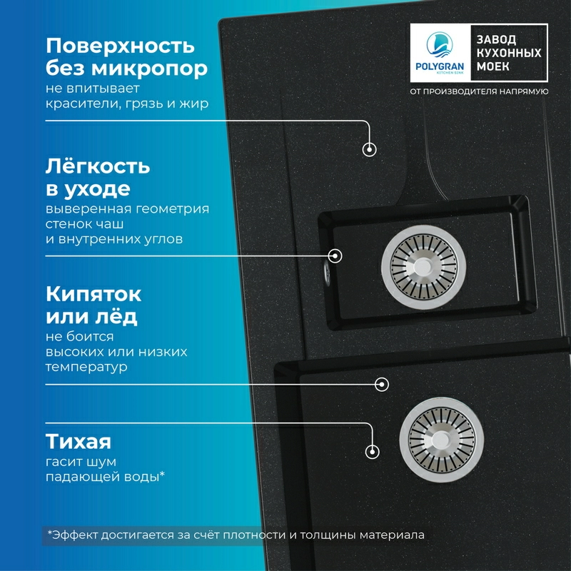 Кухонная мойка Polygran BRIG-870 Цвет Космос