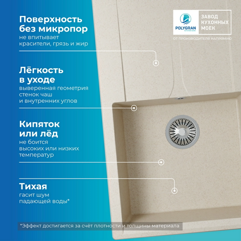 Кухонная мойка Polygran GALS-860 цвет кремовый