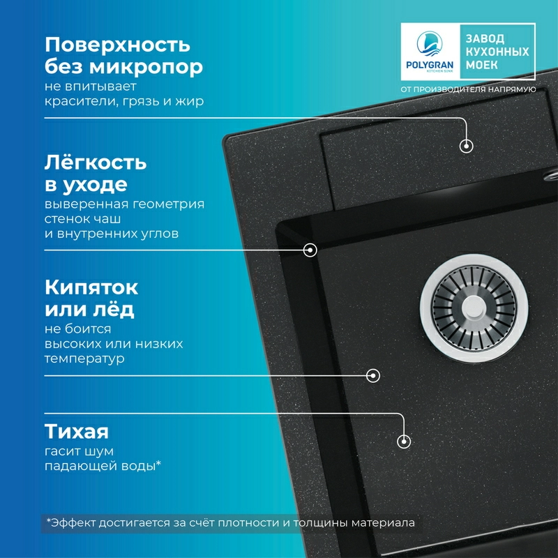 Кухонная мойка Polygran ARGO-420 Цвет Космос