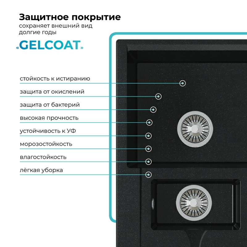 Кухонная мойка Polygran BRIG-870 Цвет Космос