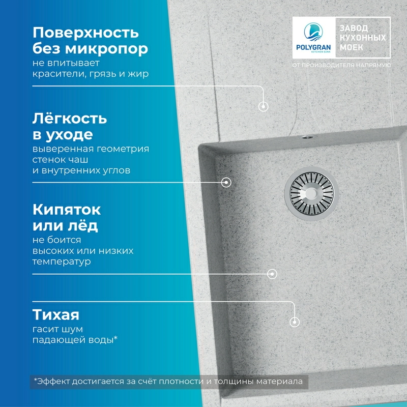 Кухонная мойка Polygran GALS-862 цвет светло-серый