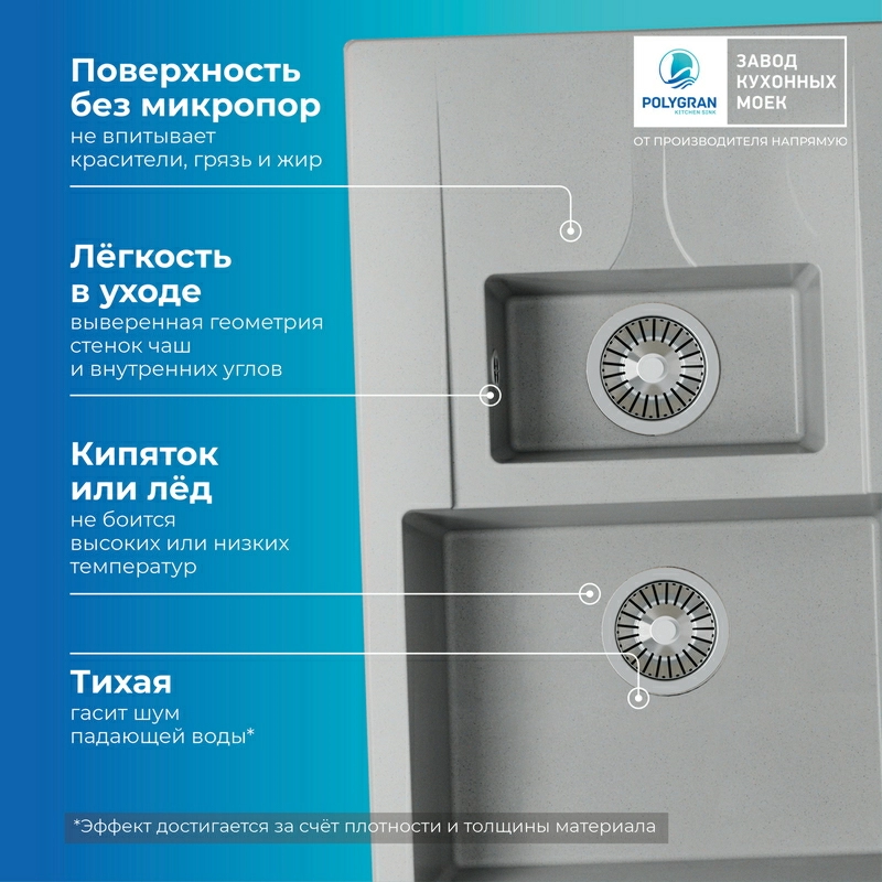 Кухонная мойка Polygran BRIG-770 цвет серый