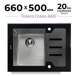 Кухонная мойка Ceramic Glass TG-660 (Закаленное стекло / Нержавеющая сталь)