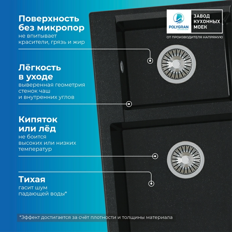 Кухонная мойка Polygran BRIG-772 цвет космос