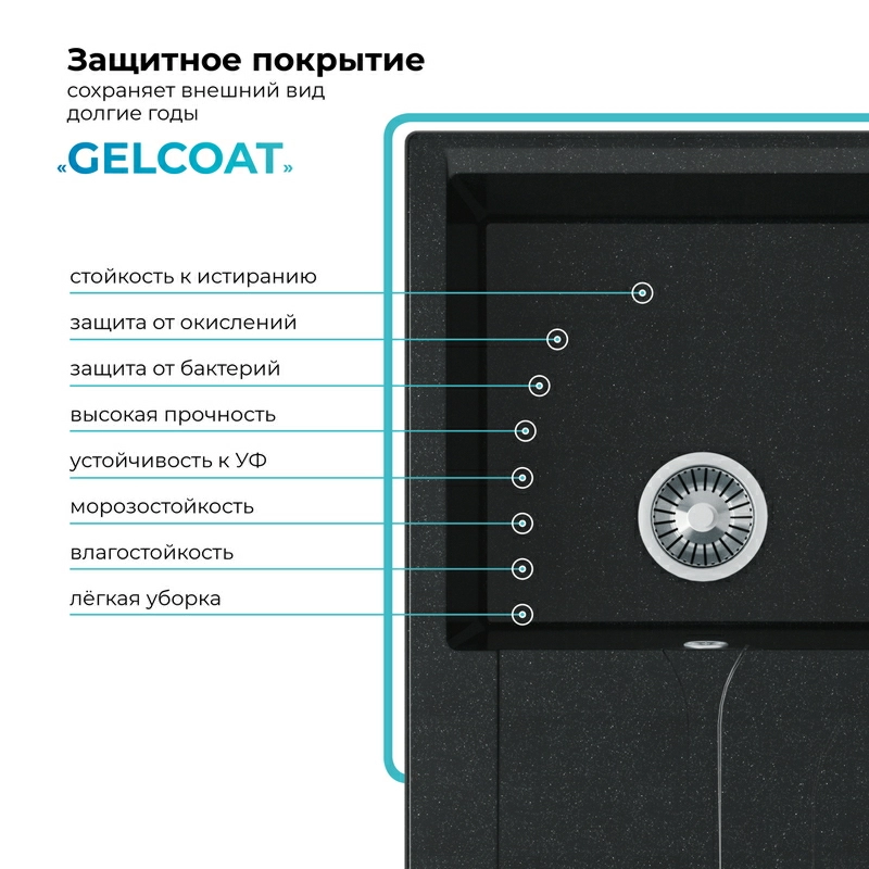 Кухонная мойка Polygran GALS-860 цвет космос