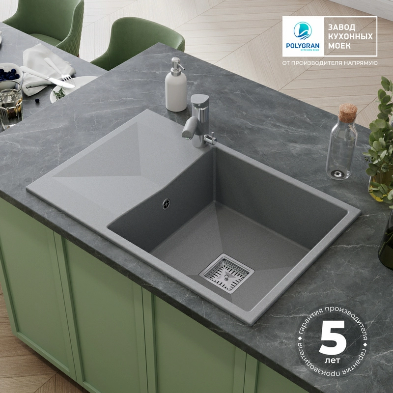 Кухонная мойка Tolero BLADE-760 Цвет Платина