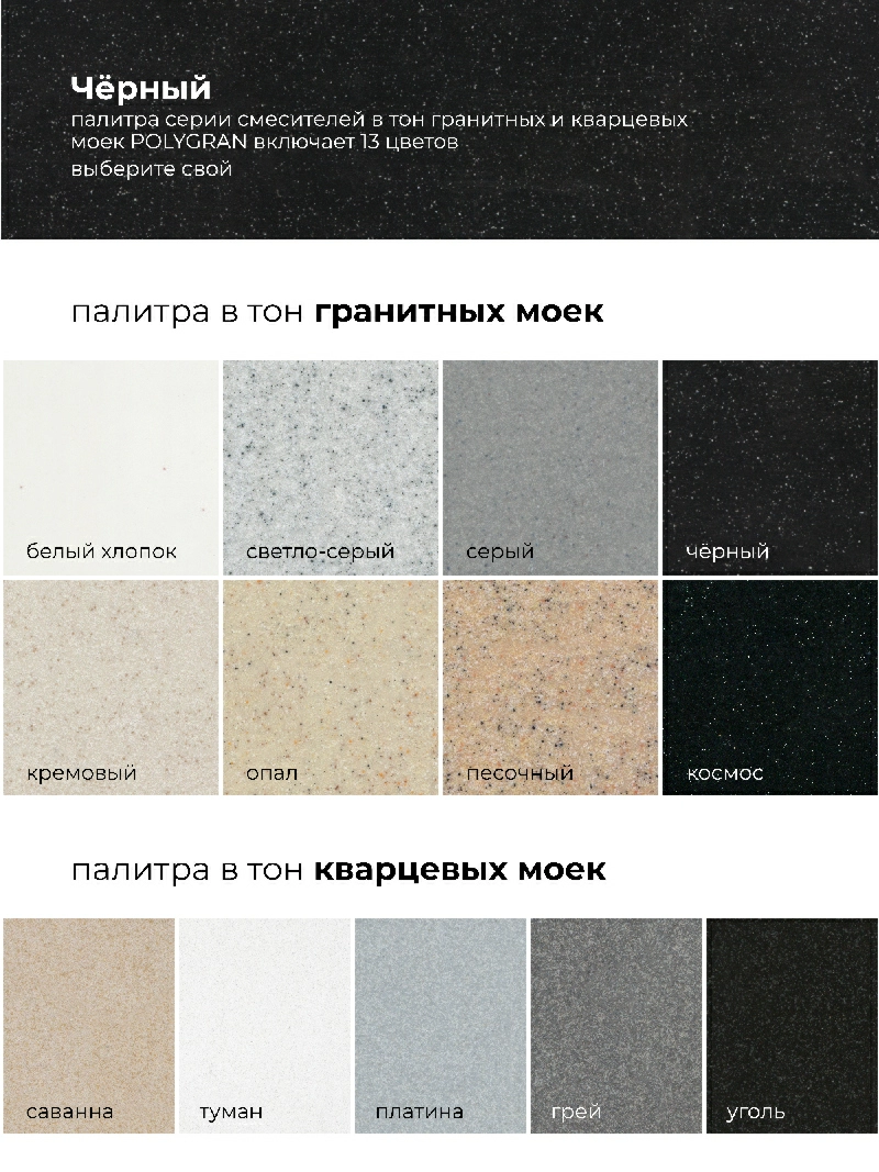 Смеситель кухонный Денеб Черный