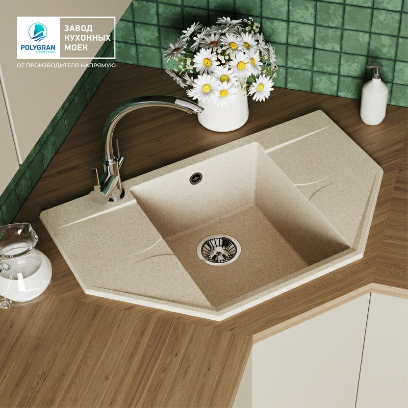 Кухонная мойка Polygran RIFF-800 Цвет Опал