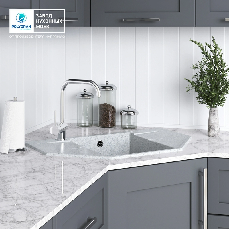 Кухонная мойка Polygran RIFF-800 Цвет Светло-серый