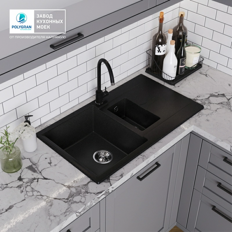 Кухонная мойка Polygran BRIG-870 Цвет Чёрный