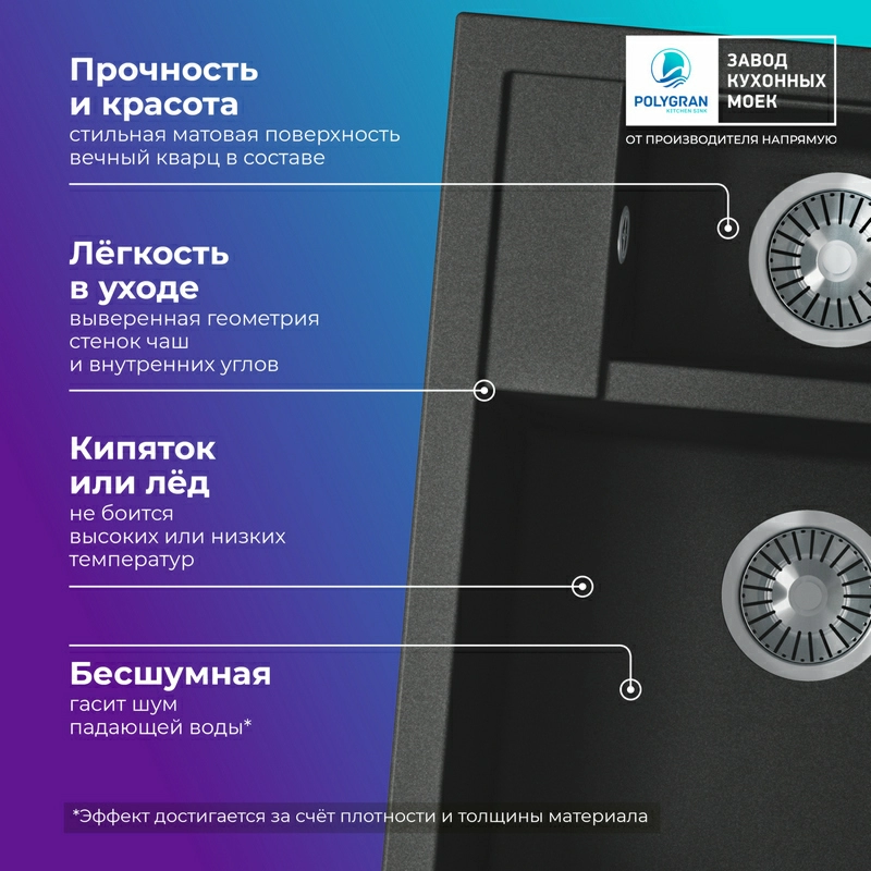 Кухонная мойка Tolero R-109 Цвет Уголь