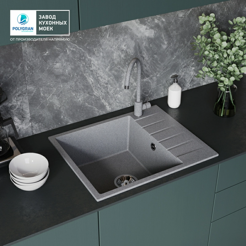 Кухонная мойка Tolero Quartz-600 Цвет Грей