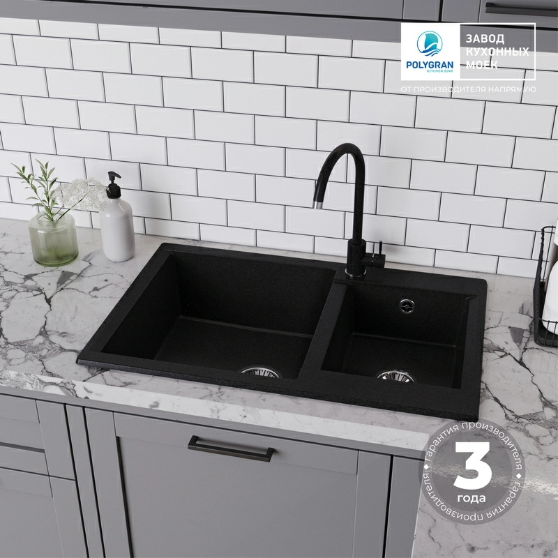 Кухонная мойка Polygran BRIG-772 цвет черный
