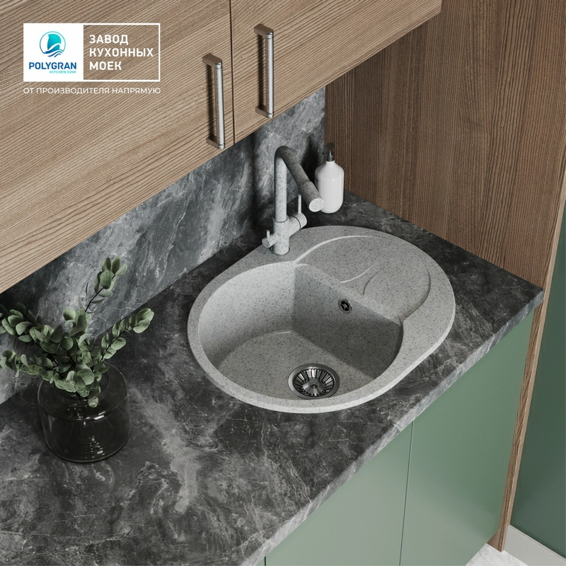 Кухонная мойка Polygran ATOL-620 Цвет Светло-Серый