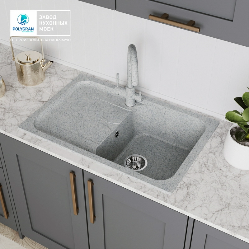 Кухонная мойка Polygran ALTO-780 Цвет Светло-серый