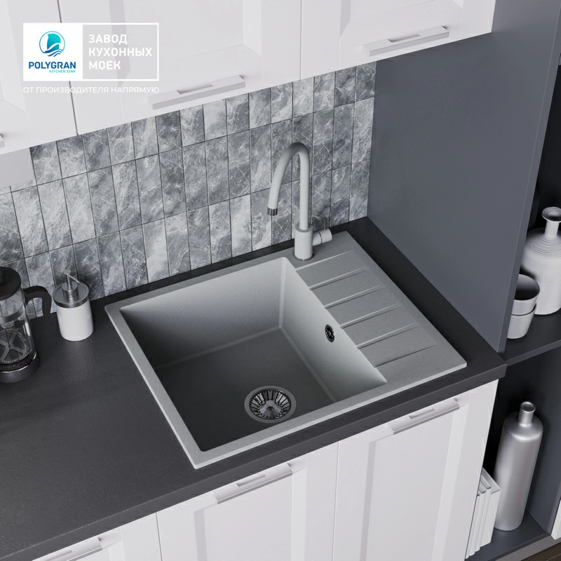 Кухонная мойка Tolero Quartz-600 Цвет Платина