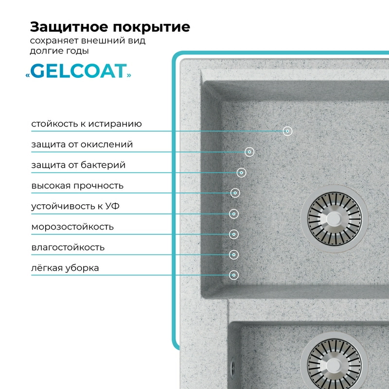 Кухонная мойка Polygran BRIG-620 Цвет Светло-серый