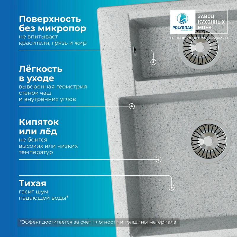 Кухонная мойка Polygran BRIG-620 Цвет Светло-серый