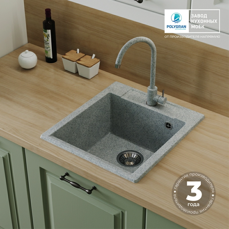 Кухонная мойка Polygran ARGO-460 Цвет Светло-Серый