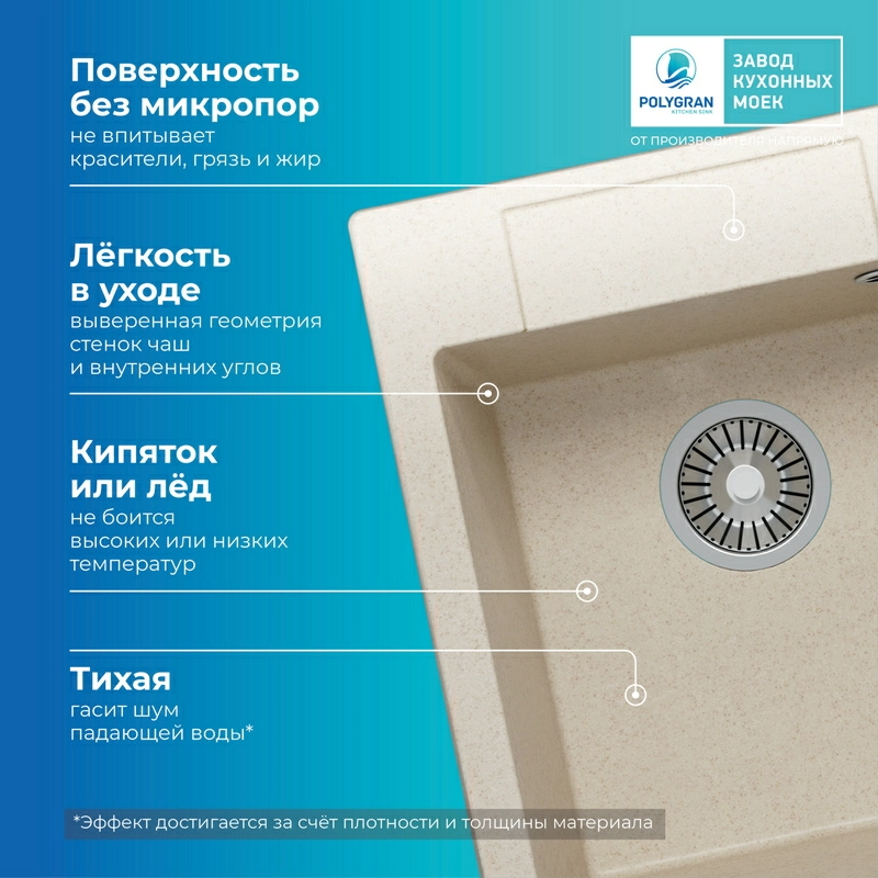 Кухонная мойка Polygran ARGO-420 Цвет Кремовый