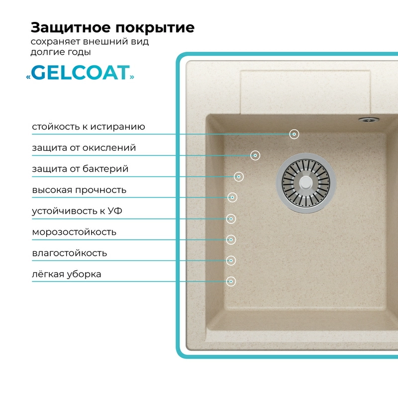 Кухонная мойка Polygran ARGO-420 Цвет Кремовый