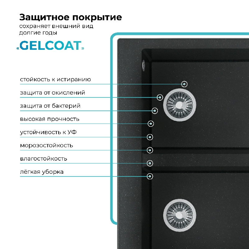 Кухонная мойка Polygran BRIG-790 Цвет Космос