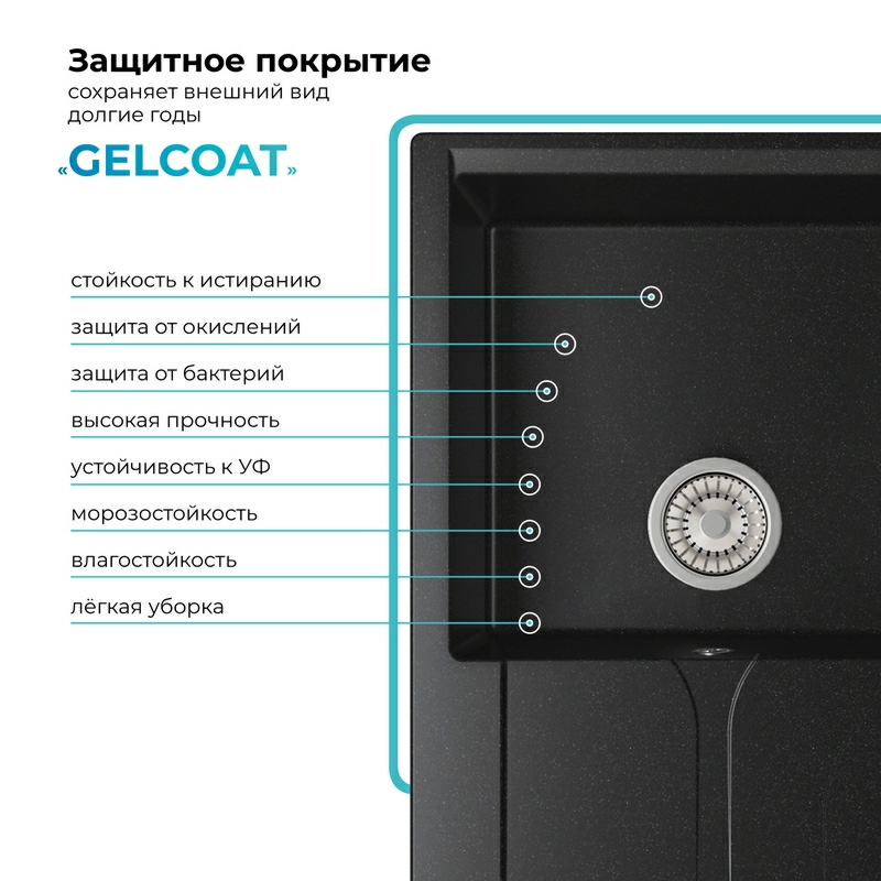 Кухонная мойка Polygran GALS-860 цвет черный