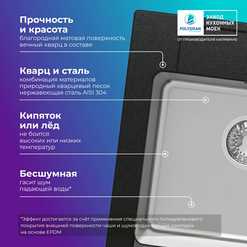 Кухонная мойка Tolero Twist TTS-500 Цвет Уголь