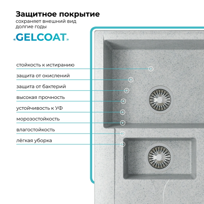 Кухонная мойка Polygran BRIG-770 цвет светло-серый