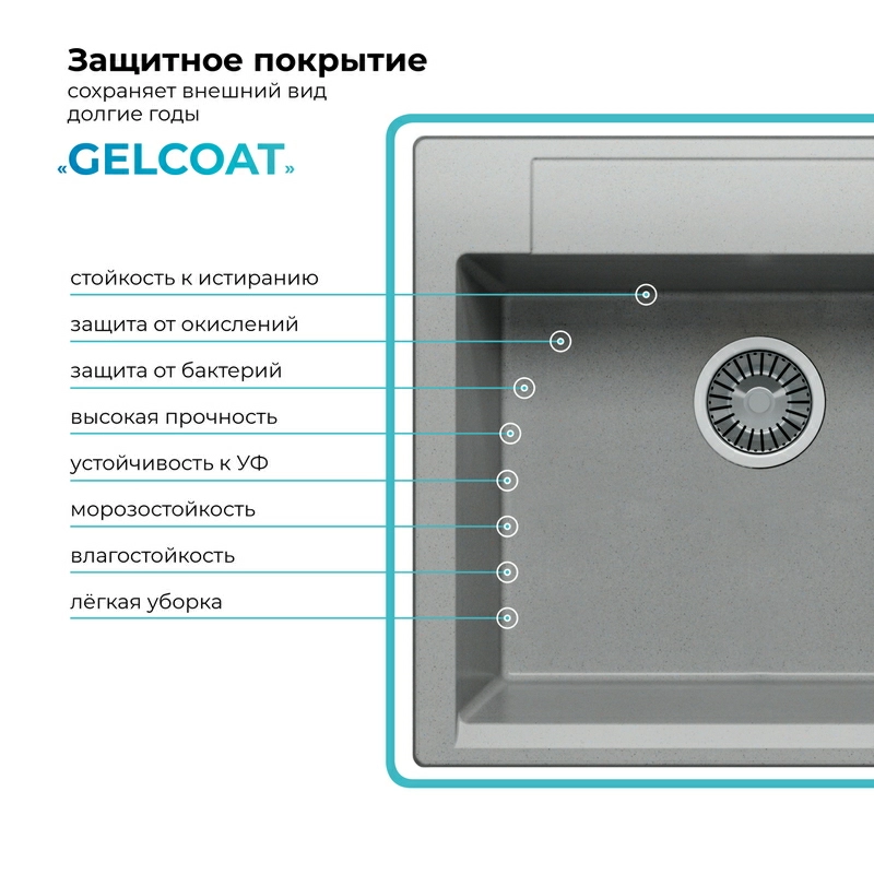 Кухонная мойка Polygran ARGO-560 Цвет Серый