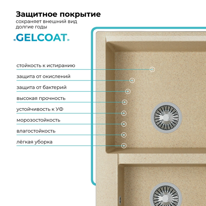 Кухонная мойка Polygran BRIG-772 цвет опал