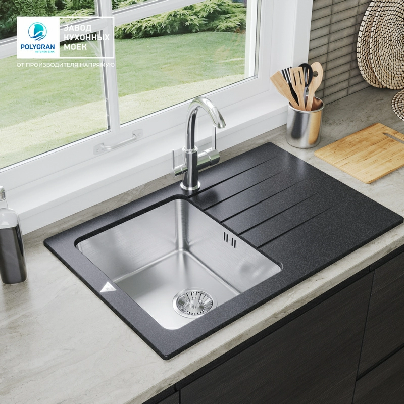 Кухонная мойка Tolero Twist TTS-760 Цвет Уголь