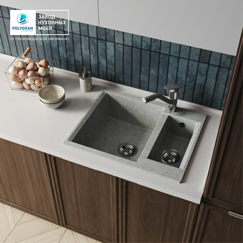 Кухонная мойка Polygran BRIG-620 Цвет Светло-серый