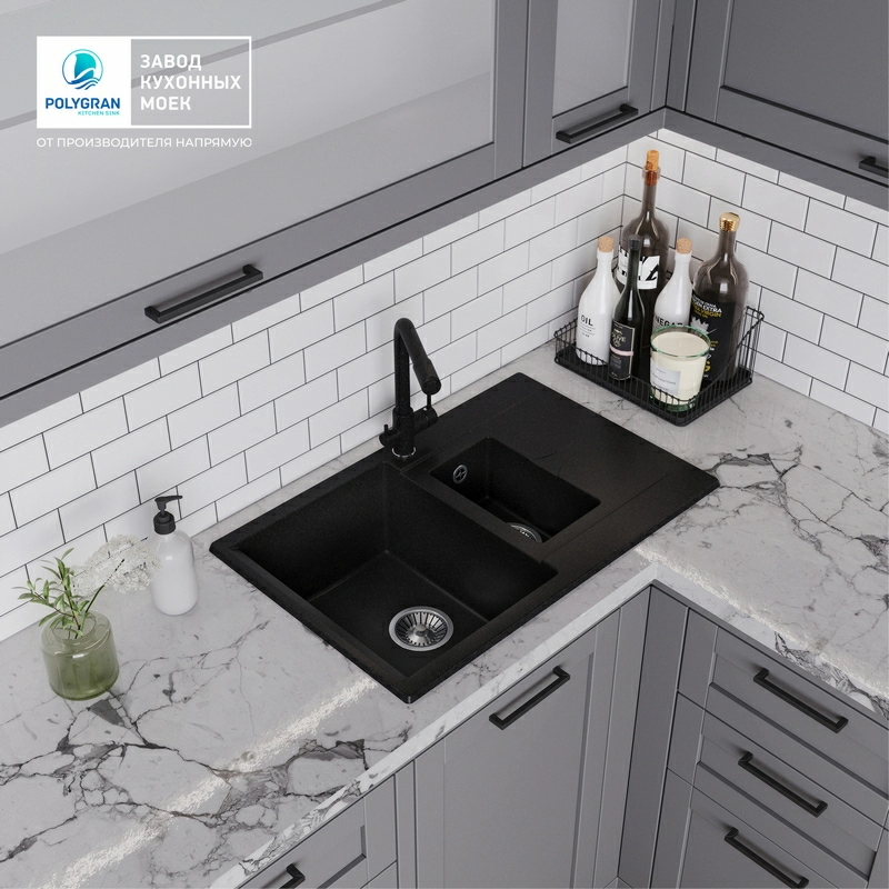 Кухонная мойка Polygran BRIG-770 цвет черный