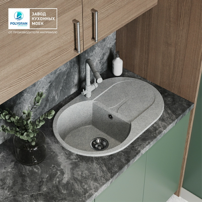 Кухонная мойка Polygran ATOL-760 Цвет Светло-Серый