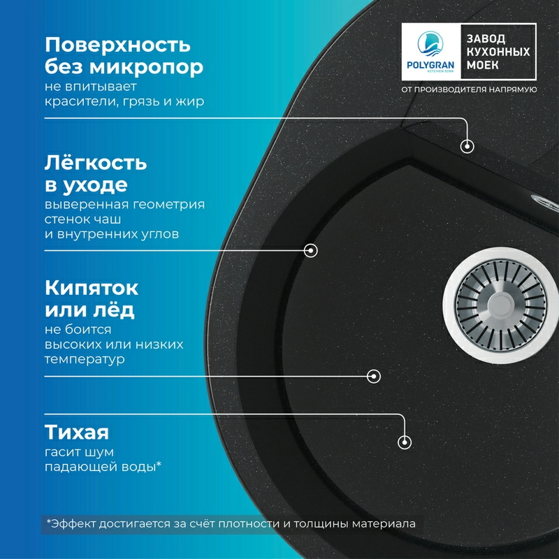 Кухонная мойка Polygran ATOL-620 Цвет Космос