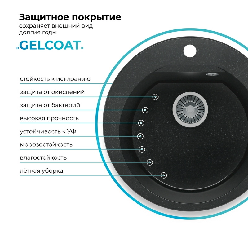 Кухонная мойка Polygran ATOL-520 Цвет Космос