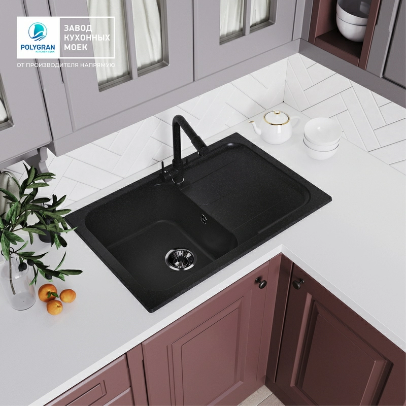 Кухонная мойка Polygran ALTO-780 Цвет Чёрный