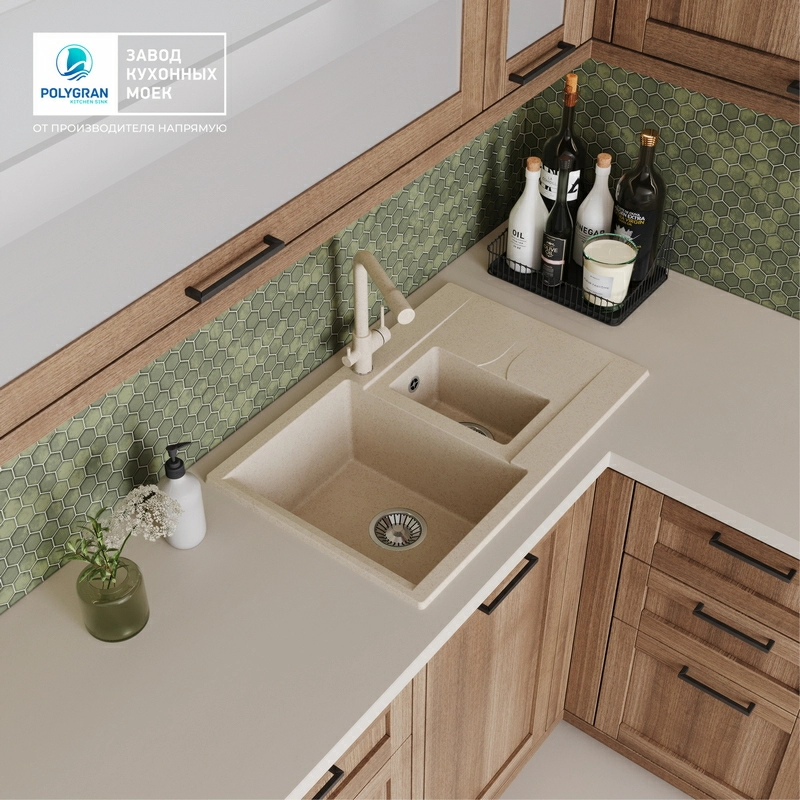 Кухонная мойка Polygran BRIG-770 цвет кремовый