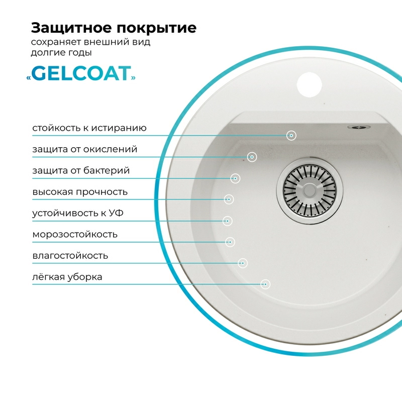 Кухонная мойка Polygran ATOL-460 Цвет Белый Хлопок