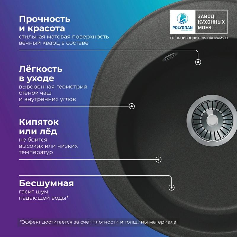 Кухонная мойка Tolero R-108 Цвет Уголь