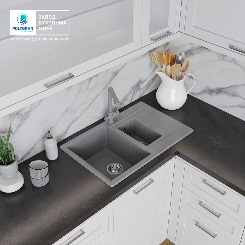 Кухонная мойка Polygran BRIG-770 цвет серый