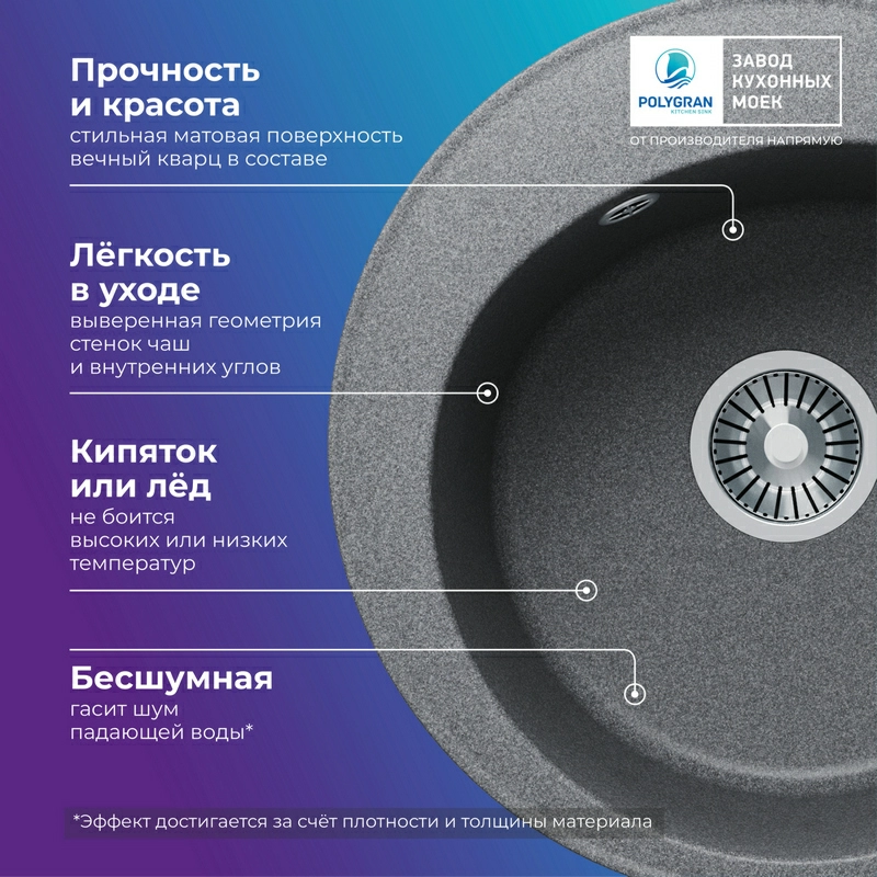 Кухонная мойка Tolero R-108 Цвет Грей